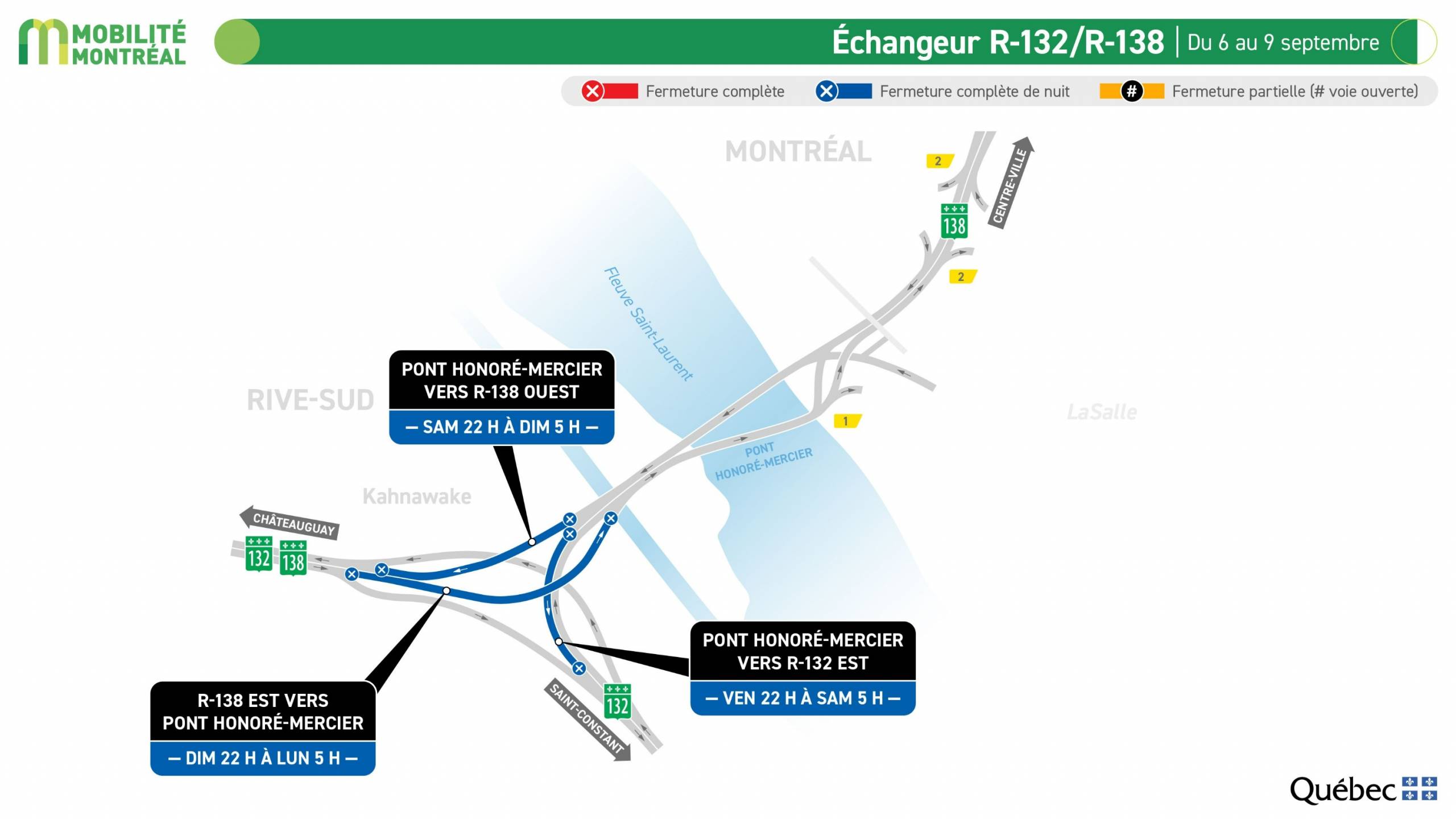 Des entraves en fin de semaine au pont Mercier