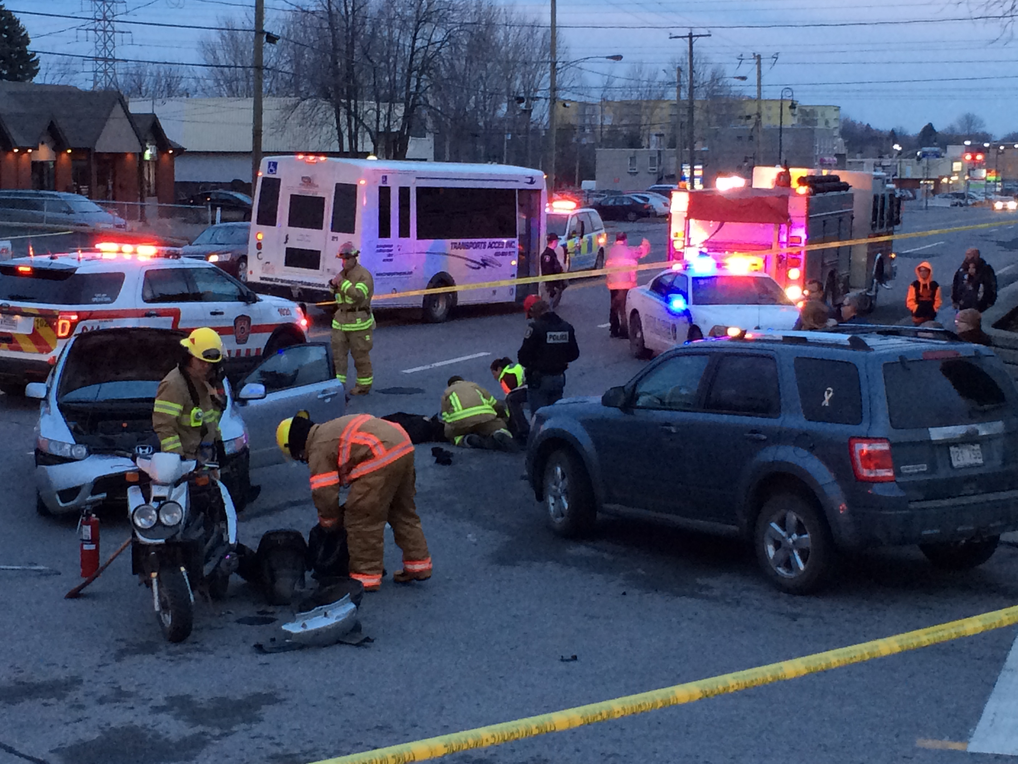 Accident impliquant une mobylette