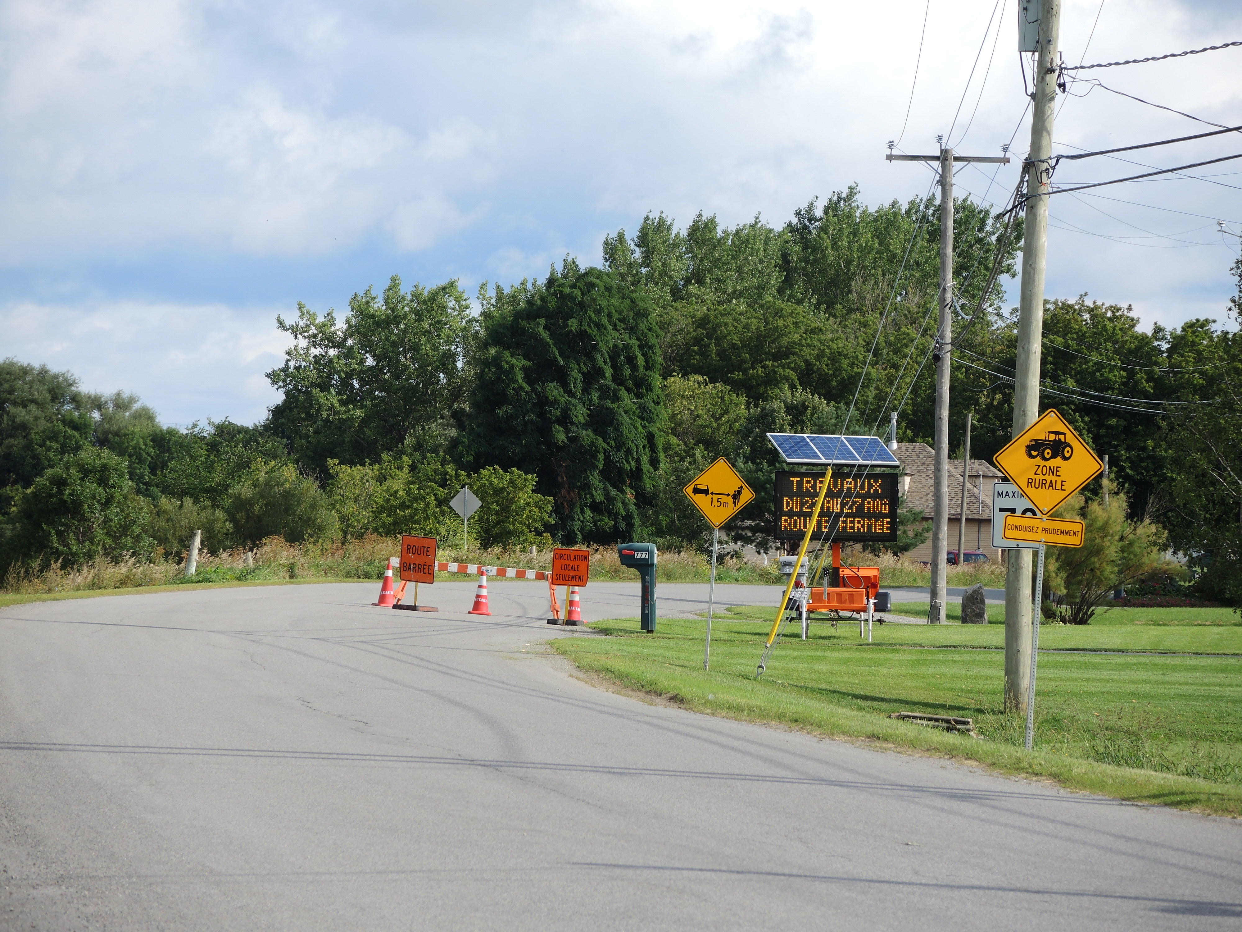 Le Rang Roy fermé à Sainte-Martine à cause de travaux