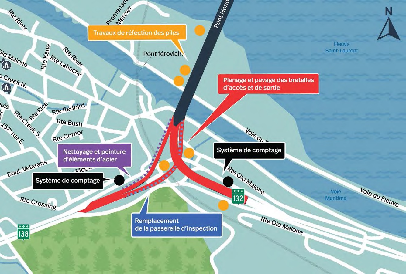 D’importants travaux seront menés sur les bretelles du pont Mercier cet été