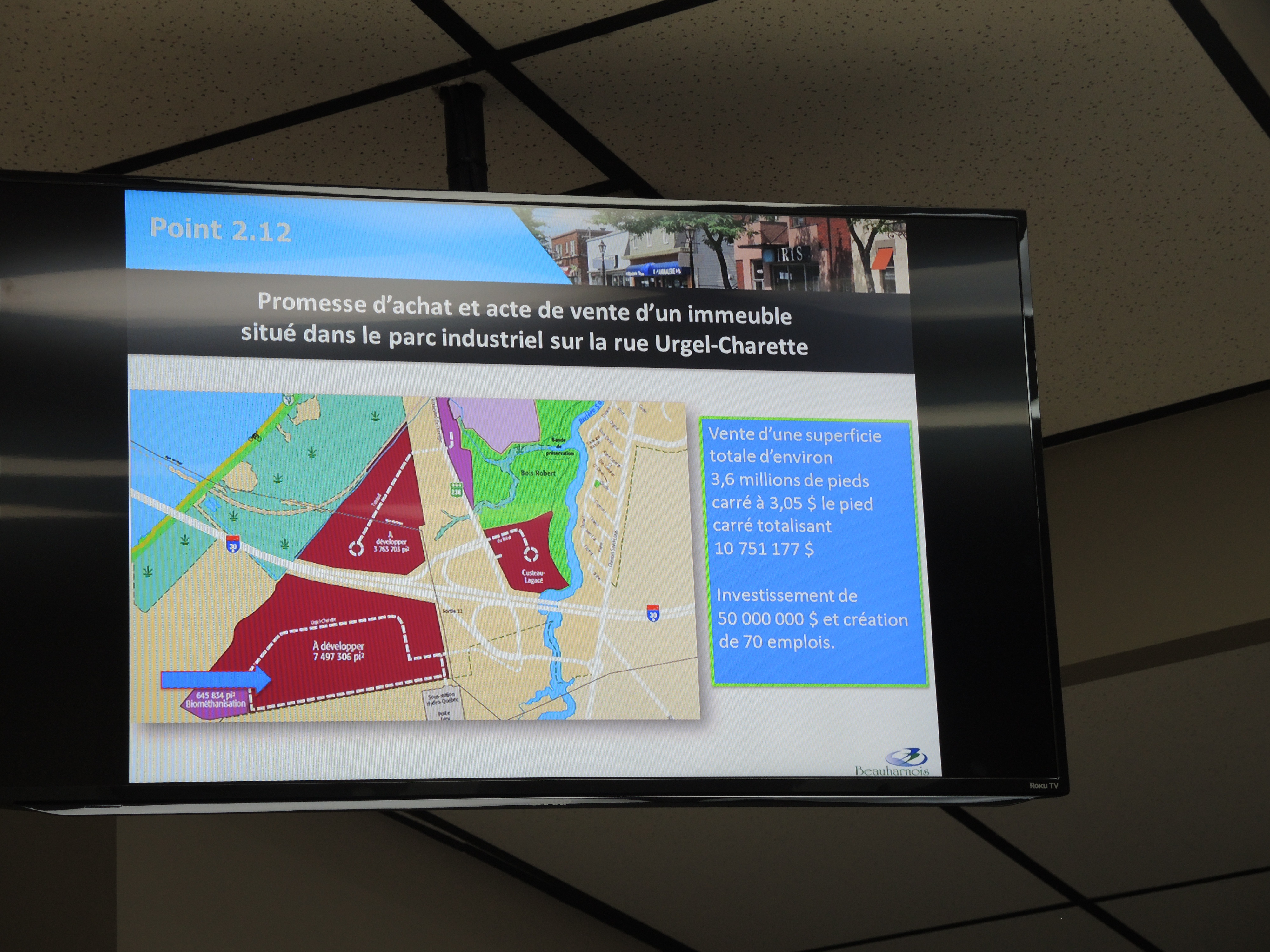 Beauharnois vend un terrain 11 M$ à une entreprise mystère