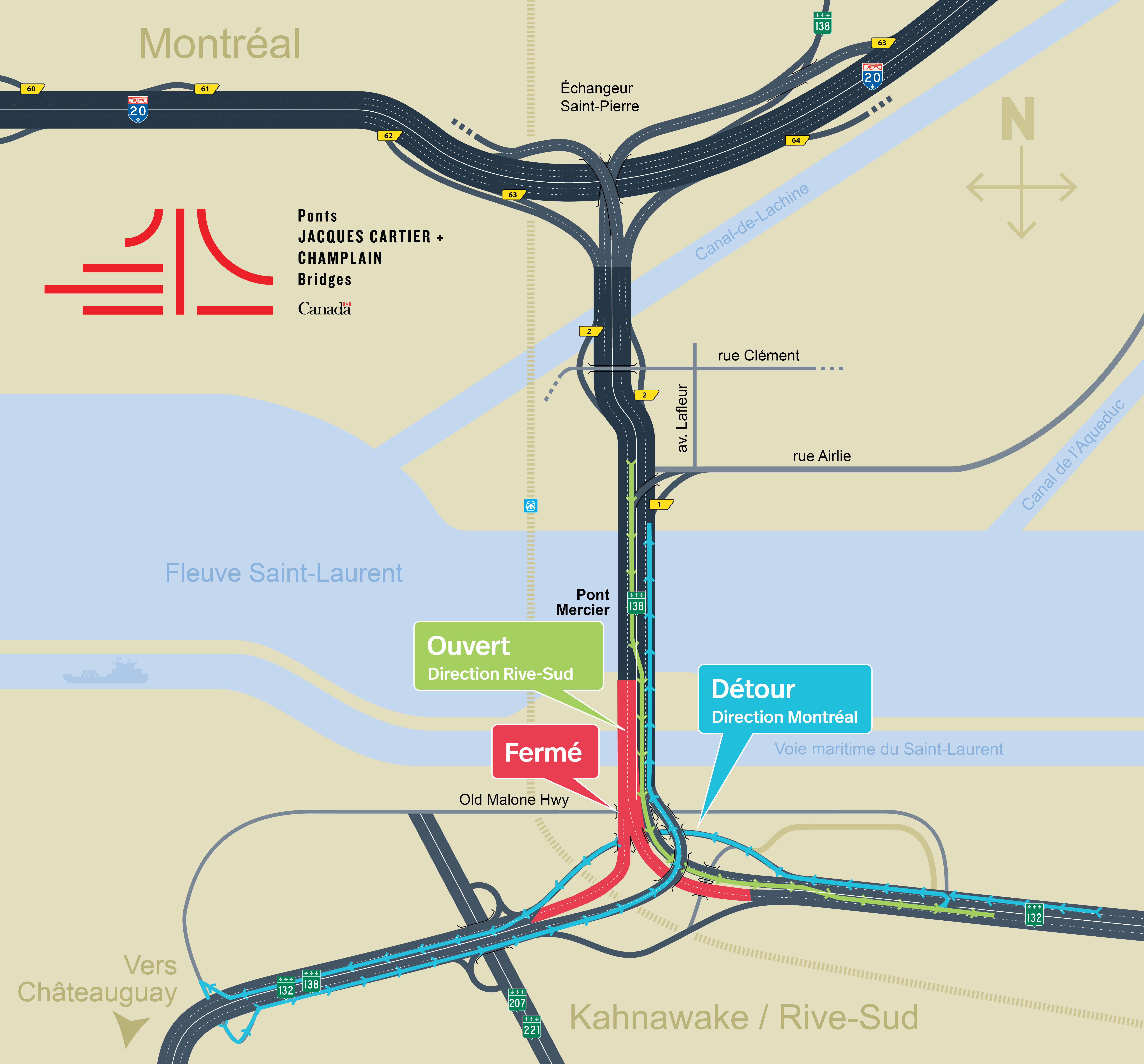 Trois fins de semaine de travaux préparatoires au pont Honoré-Mercier