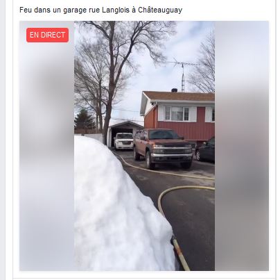 Image illustrant l'article: Feu dans un garage à Châteauguay
