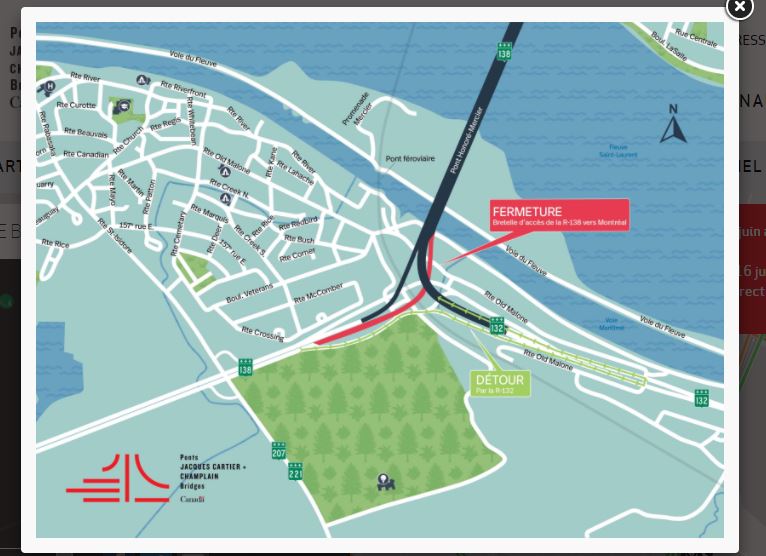 Image illustrant l'article: Pont Honoré-Mercier : changement de bretelle pour la nuit