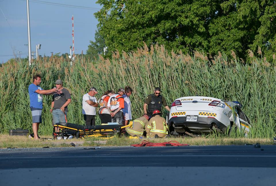 Une voiture de police impliquée dans un accident