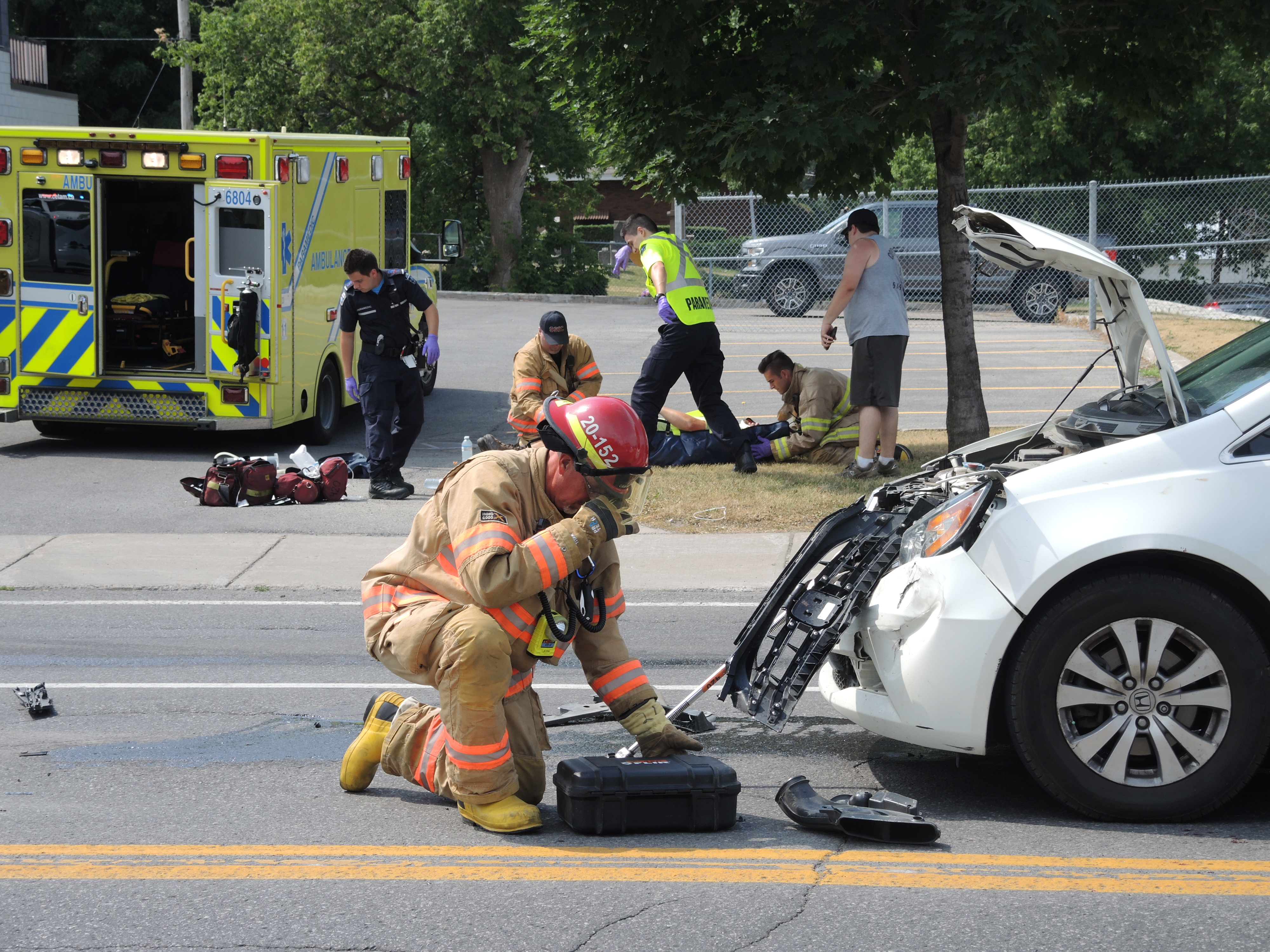 Tamponnage devant la caserne des pompiers