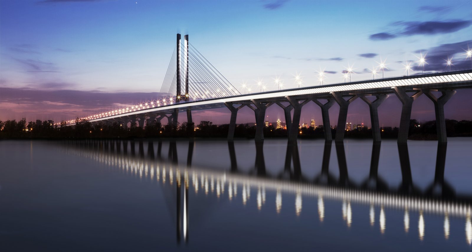 Image illustrant l'article: Le pont Samuel-De Champlain s'illumine
