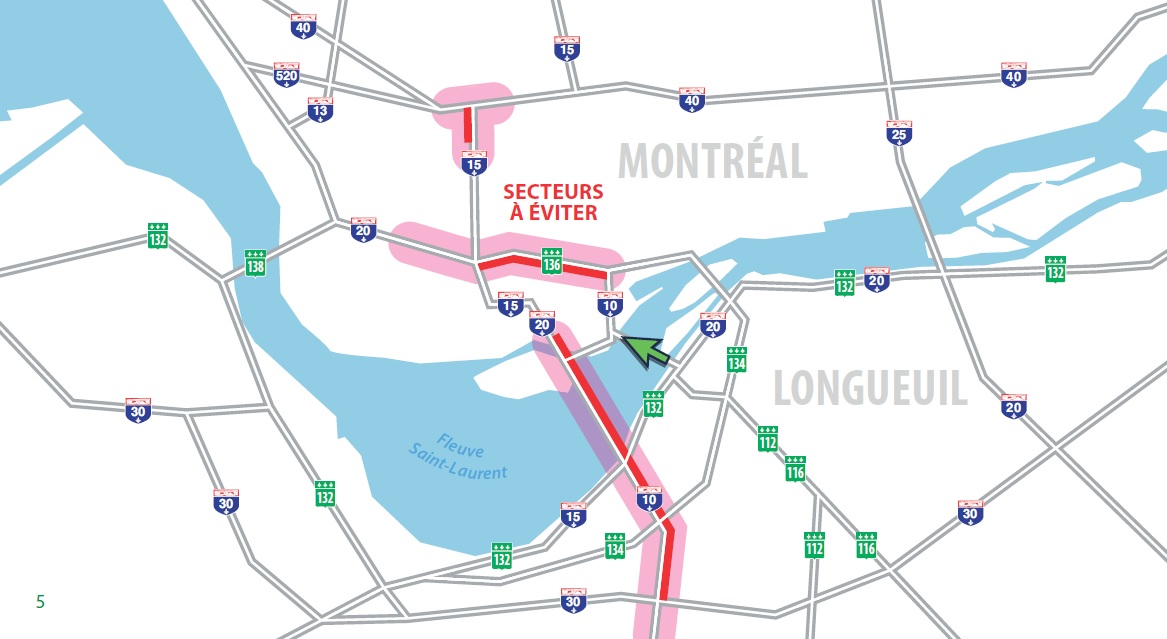 Deux fins de semaine de circulation difficile entre la Rive-Sud et Montréal