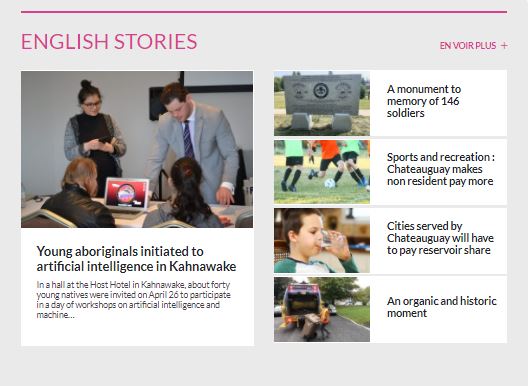 How can one find English articles on the Chateauguay Soleil website?