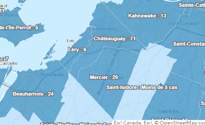 COVID-19 : 71 cas confirmés à Châteauguay