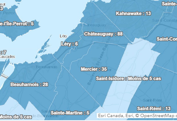 COVID-19 : 88 cas confirmés à Châteauguay