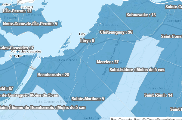 COVID-19 : 96 cas confirmés à Châteauguay