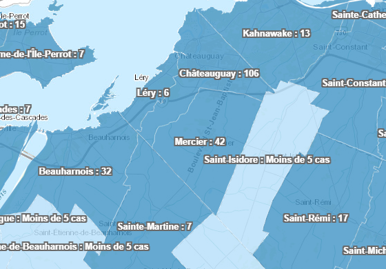 COVID-19 : 106 cas confirmés à Châteauguay