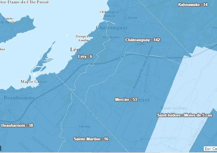 COVID-19 : 142 cas confirmés à Châteauguay