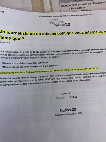 Les employés du CISSSMO doivent éviter de parler aux journalistes, selon une note