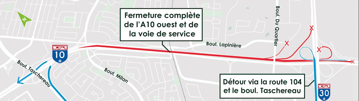 REM: fermeture complète de l’A-10 Ouest en fin de semaine