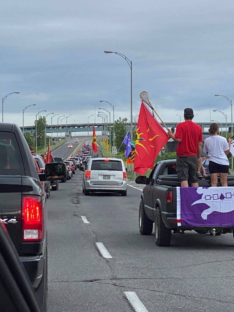 Manifestation roulante sur le pont Mercier en mémoire de la Crise d&rsquo;Oka