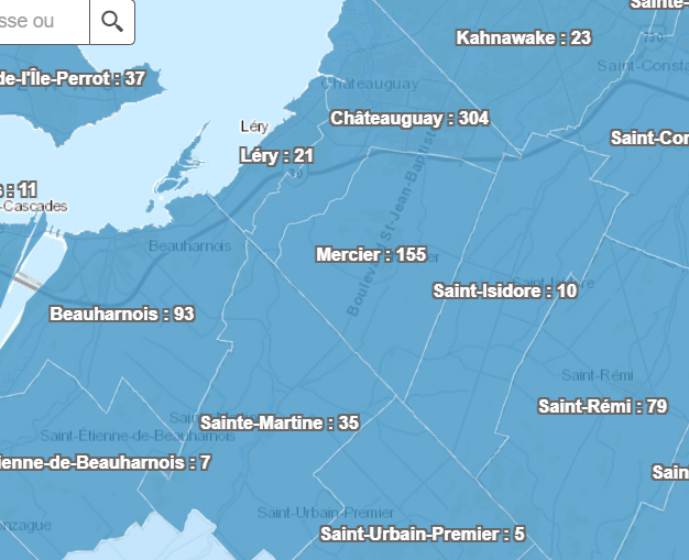 Image illustrant l'article: COVID-19: nombre de cas par ville le 13 juillet