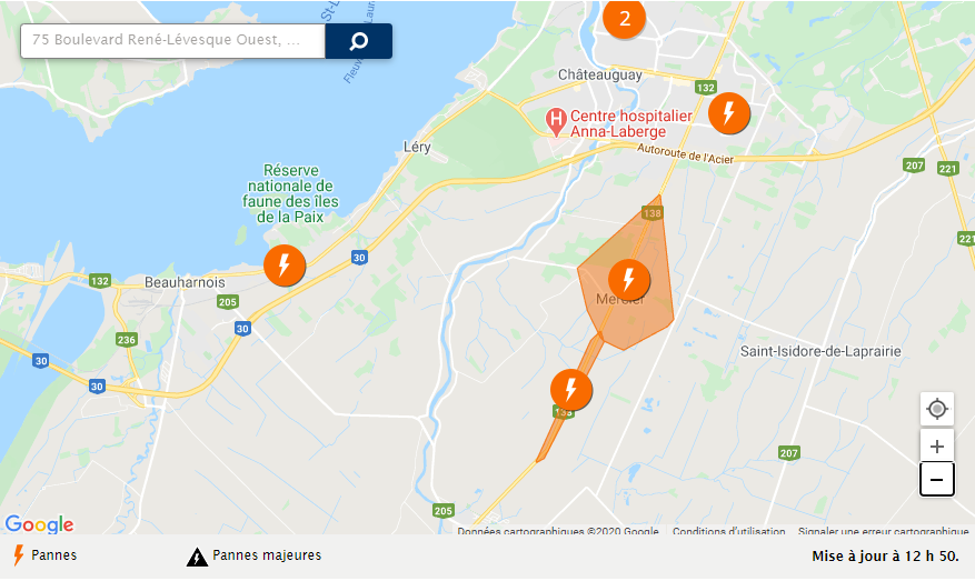 Panne électrique dans la région