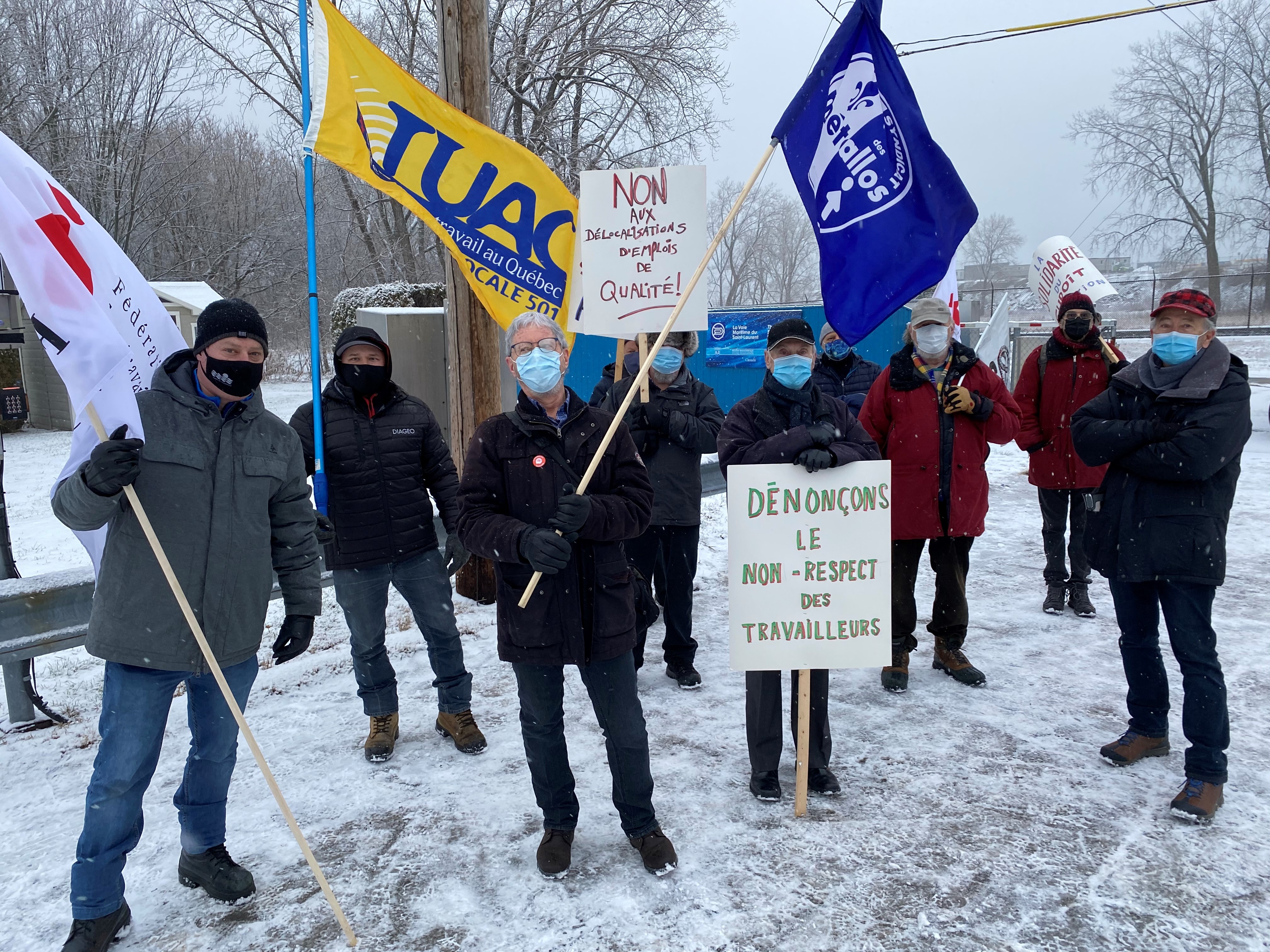 Manifestation en appui aux employés de la Voie maritime
