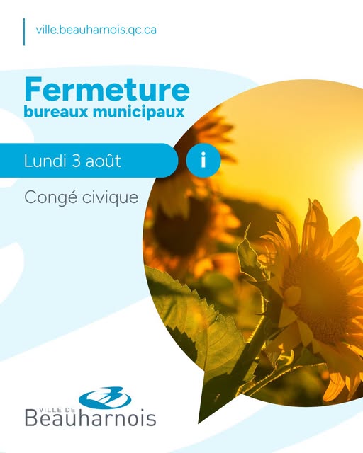 Beauharnois : les employés municipaux en congé férié le 3 août
